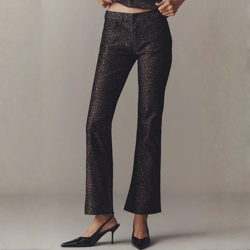 Anthropologie Pilcro High-Rise Animal Print Flare Jeans Leopard Flare Size‎ 27